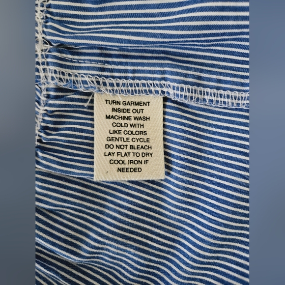 Westbound Blue Stripe 100% Cotton Ruffle Hem Button Up Tunic Top Size Medium - Picture 8 of 8